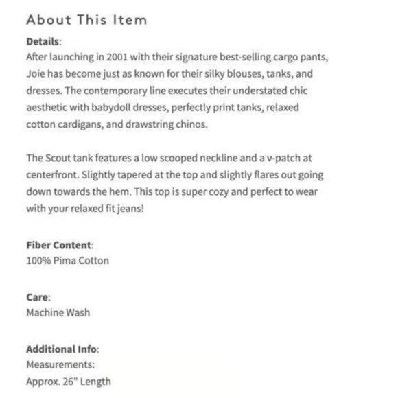 JOIE Scout Tank Gray White Striped Pima Cotton Top 100% Pima Cotton Sleeveless S - Picture 4 of 9